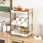 KITCHEN COUNTERTOP DISH RACK, STYLISH 3 LAYER PLATE RACK, GOLD COLOUR DISH DRYING RACK