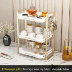 3 tier countertop white dish rack with gold color frame storage space in kitchen Dubai, Abudhani, Sharjah, Alain, Ajman
