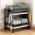 KITCHEN DISH RACK, 2 LAYER STAINLESS STEEL DISH DRYING RACK COUNTERTOP, KITCHEN PLATE RACK