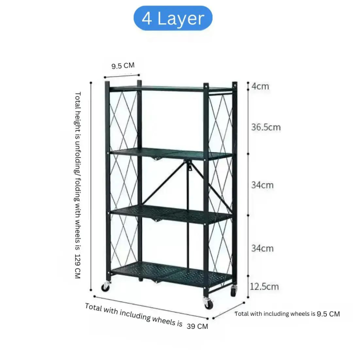 4 tier foldable storage shelf.