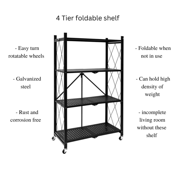 4 tier foldable storage shelf