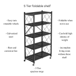 5 tier foldable storage shelf rack