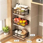 wall mount vegetable and fruit basket storage with water drain tray