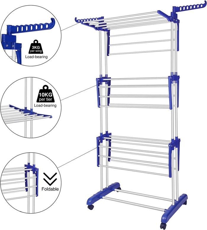 CLOTH DRYING RACK, RETRACTABLE 6 LAYER CLOTHE DRYING RACK, OUTDOOR LAUNDRY RACK