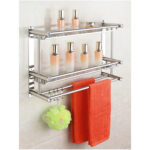 wall mount stainless steel 3 layer bathroom rack with chrome finish in dubai
