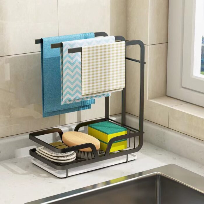 kitchen cleaning sponge and towel organizer kitchen cleaning sink top with water drain tray in Dubai, uae