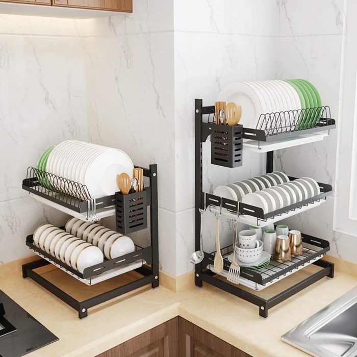 3 layer kitchen countertop dish rack