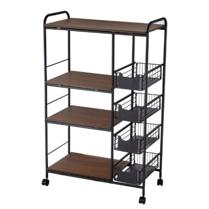 STORAGE SHELF RACK MICROWAVE AND OVEN RACK,4 LAYER MULTIFUNCTION AND DRAWER RACK