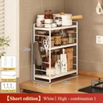 3 tier kitchen countertop spice rack with sturdy steel rack white color kitchen storage solution in Dubai, UAE