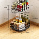 square shape 2 tier kitchen countertop rotatable spice rack with rubber foot pads in dubai, uae