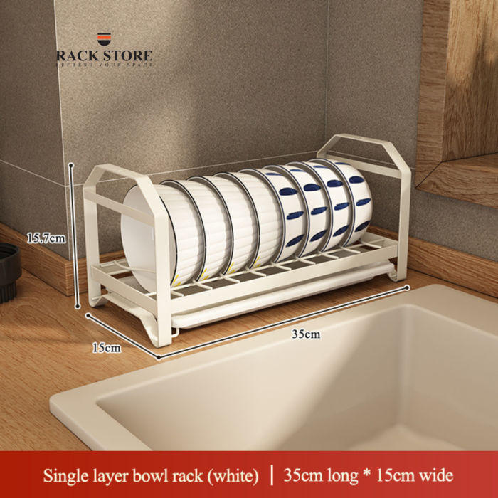 KITCHEN BOWL RACK, UNDER CABINET ORGANIZER, COUNTERTOP SINGLE LAYER BOWL RACK