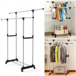 double pole cloth rack with retractable edges rotatable 360 wheels in dubai