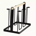 6 pcs glass holder with wooden handle in uae countertop steel glass holder organizer, home decorative product