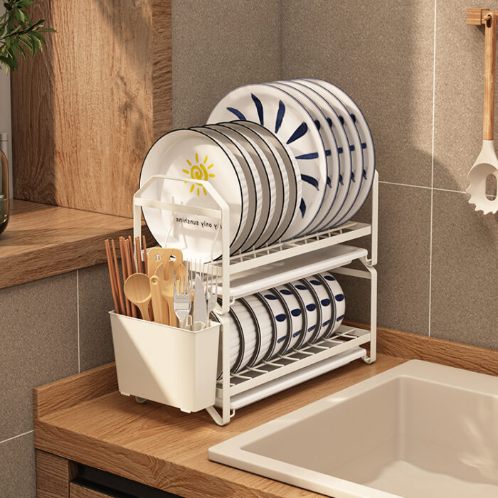 dish and bowl rack with chopsticks and spoon holder kitchen countertop organizer