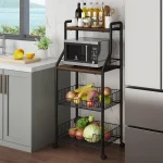 4 TIER TRUMPED SHAPE MULTIFUNCTIONAL RACK, MICROWVAE CART AND TROLLE