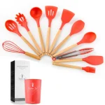 kitchen silicone spatula spoon set and utensil set in red color