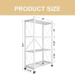 4 tier foldable shelf storage in white color in rotatable wheels in dubai