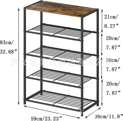 5 tier shoe rack with top wooden base sturdy steel shoe rack