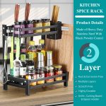 2 layer kitchen countertop spice rack with cutting board holder and spoon holder