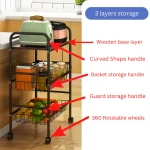 3 tier basket storage small kitchen space and microwave cart