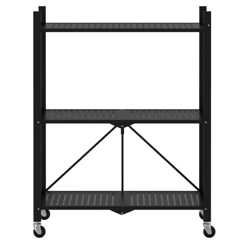 3 tier foldable shelf storage black color