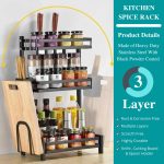 3 layer kitchen countertop spice rack with cutting board and spoon holder