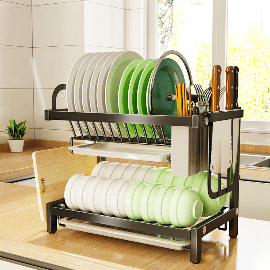 Dish Drying Rack with Tray Kitchen Sink Counter Organizer Storages