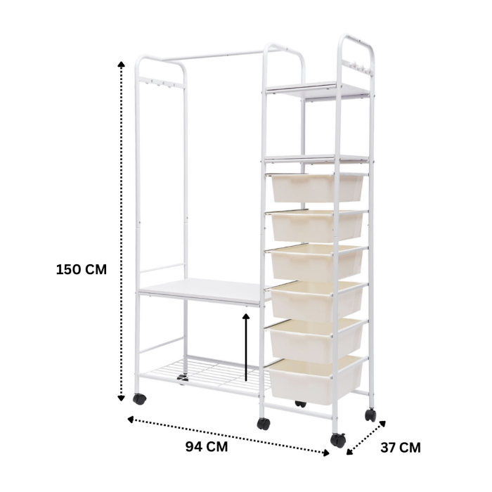 WARDROBE RACK ORGANIZER, FREE STANDING ORGANIZER, CLOSET ORGANIZER, 6 LAYER VERTICAL SHELVES.