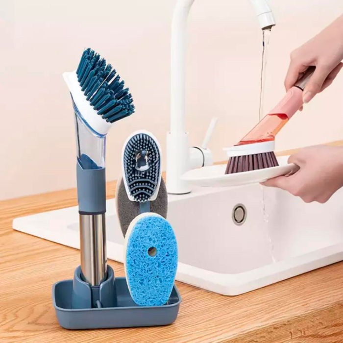 KITCHEN POT AND PAN CLEANING BRUSH, WITH 4 REPLACEMENT HEADS, KITCHEN CLEANING TOOL