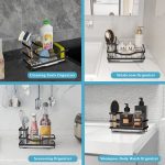 KITCHEN SINK CADDY ORGANIZER WITH WATER DRAIN TRAY, SPONGE, BRUSH RUG AND TOWEL HOLDER