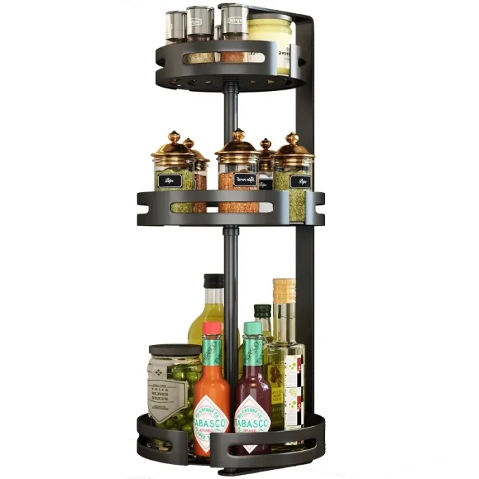 3 LAYER WALL MOUNT SPICE RACK, WALL MOUNT ROTATBALE SPICE RACK, KITCHEN SPICE RACK
