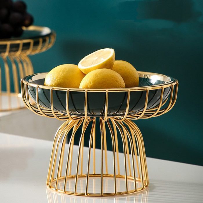 LUXURY SERVING PLATE, WITH GOLD STAND, ORNAMENT AND HOME DECOR CERAMIC PLATE, DESERT, SWEET AND FRUITS SERVING STAND