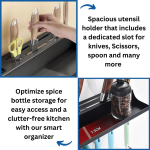 WALL MOUNT KITCHEN STORAGE RACK, KITCHEN SEASONING BOTTLE ORGANIZER AND KNIFE HOLDER, WITH TOWEL HANGER AND HOOKS