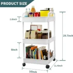 3 tier utility rolling cart, multifunctional rolling storage trolley, slim storage cart, white rolling cart, versatile storage cart UAE, mobile kitchen cart, portable office storage, bathroom storage trolley UAE, rolling cart with wheels, white storage cart UAE, office organization trolley, space-saving rolling cart, modern storage solutions UAE, rolling cart for home, rolling storage cart with wheels, kitchen organizer trolley, rackstore.ae