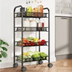 4 Tier Rolling Cart, Rolling Utility Cart for Kitchen, Multifunctional Storage Stand, Metal Storage Trolley with Wheels, Kitchen & Bathroom Organizer, Durable Metal Mesh Cart, Lockable Rolling Cart, Spacious Storage Organizer, Easy Assembly Utility Cart, Modern Black Storage Cart, Home & Office Storage Solution, Portable Storage Rack with Wheels, Compact Kitchen Storage Cart, Multi-Tier Storage Stand UAE, Affordable Kitchen Organizer Rackstore.ae