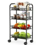 4 Tier Rolling Cart, Rolling Utility Cart for Kitchen, Multifunctional Storage Stand, Metal Storage Trolley with Wheels, Kitchen & Bathroom Organizer, Durable Metal Mesh Cart, Lockable Rolling Cart, Spacious Storage Organizer, Easy Assembly Utility Cart, Modern Black Storage Cart, Home & Office Storage Solution, Portable Storage Rack with Wheels, Compact Kitchen Storage Cart, Multi-Tier Storage Stand UAE, Affordable Kitchen Organizer Rackstore.ae