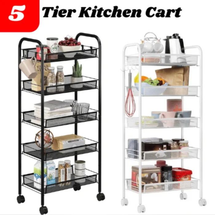 5 Tier Rolling Cart, Kitchen Storage Utility Cart, Multifunctional Basket Stand, Kitchen Storage Rack, Bathroom Storage Cart, Rolling Storage Cart, Metal Mesh Storage Cart, Home Organization Cart, Black Rolling Cart, 5 Layer Storage Rack, Kitchen Storage Trolley, Rolling Basket Stand, Office Storage Cart, Easy Assembly Storage Cart, Lockable Wheels Storage Cart, Versatile Storage Cart, Durable Rolling Cart, Metal Trolley, Modern Storage Solutions, Space Saving Cart, Practical Storage Organizer, Easy to Clean Storage Cart