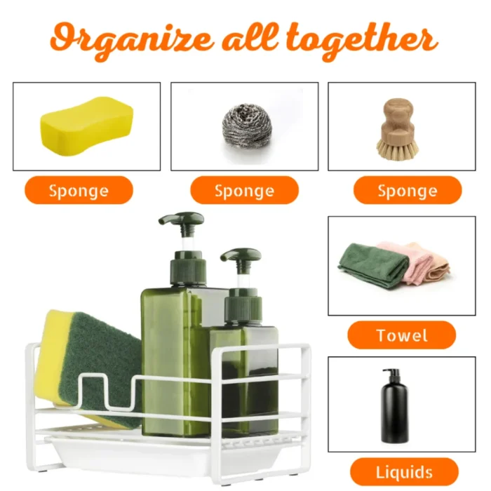 kitchen organizer for soap UAE, soap brush dispenser with drain tray Dubai, kitchen soap organizer Abu Dhabi, brush dispenser with drain tray UAE, soap dispenser holder UAE, kitchen sink organizer UAE, countertop soap holder Dubai, dishwashing brush organizer UAE, sink soap tray UAE, compact soap and brush holder UAE, premium kitchen organizer UAE, space-saving kitchen soap rack UAE, stylish soap holder for kitchen UAE, durable brush dispenser UAE, multifunctional soap tray UAE, rackstore.ae kitchen organizer, affordable kitchen brush holder UAE.