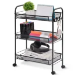 3 tier rolling cart, kitchen storage cart, bathroom storage cart, metal mesh rolling cart, kitchen organizer, bathroom organizer, multifunctional rolling cart, utility cart with wheels, full metal storage cart, rolling storage trolley, space-saving kitchen cart, storage cart for office, easy assembly rolling cart, versatile storage cart, lockable wheels cart, mesh wire storage rack, home organization cart, rackstore.ae, best place to buy storage cart UAE, kitchen multifunction cart UAE.