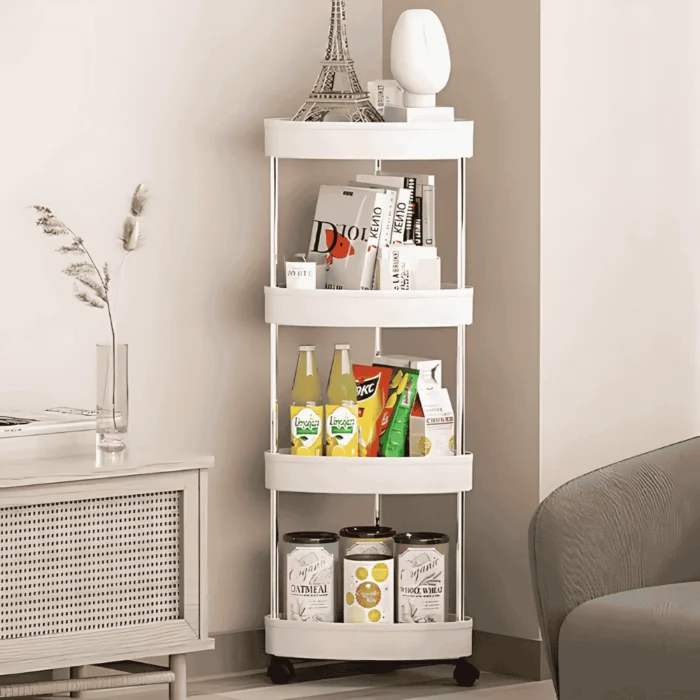 4-Tier Corner Storage Cart, Rotatable Utility Trolley, Kitchen Storage Rack in Dubai, Living Room Organizer in UAE, Space-Saving Corner Shelf, Multi-Purpose Rolling Cart, 360 Degree Rotating Shelf, Plastic Storage Trolley, Home Organization Rack, Mobile Storage Cart, Compact Storage Solution, Affordable Storage Cart in UAE, Delivery All Over UAE Including Sharjah, Abu Dhabi, and Ajman.