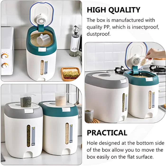 10kg rice storage box, large capacity rice container, kitchen grain storage, airtight grain box, food storage container, bulk rice storage