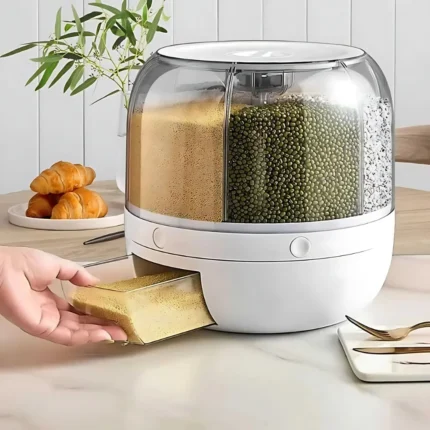 15kg cereal dispenser, rotating cereal container, airtight food container, dry food storage, cereal storage, kitchen organization Dubai, cereal dispenser Dubai