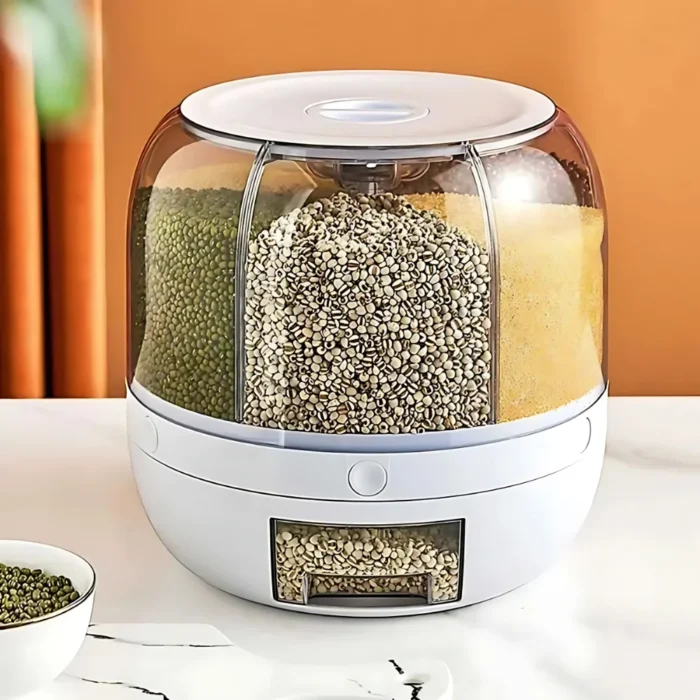 15kg cereal dispenser, rotating cereal container, airtight food container, dry food storage, cereal storage, kitchen organization Dubai, cereal dispenser Dubai