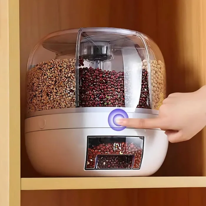 15kg cereal dispenser, rotating cereal container, airtight food container, dry food storage, cereal storage, kitchen organization Dubai, cereal dispenser Dubai