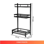 3 layer countertop spice rack, black spice rack organizer, kitchen spice storage, countertop spice shelf, metal spice rack, kitchen organizer rack, spice shelf for kitchen, rackstore.ae