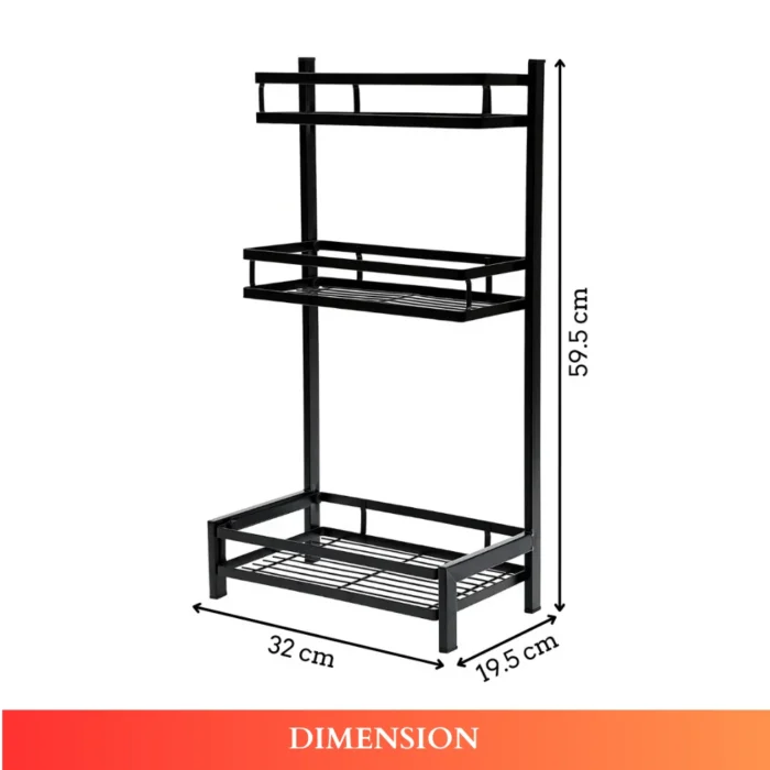 3 layer countertop spice rack, black spice rack organizer, kitchen spice storage, countertop spice shelf, metal spice rack, kitchen organizer rack, spice shelf for kitchen, rackstore.ae