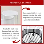 4 layer storage rack, oval storage trolley, white metal cart with wheels, kitchen storage cart, multipurpose trolley, revolving rack, storage solution with wheels, metal trolley for home