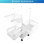 4 layer kitchen rack, white storage trolley, multipurpose cart with wheels, revolving kitchen trolley, 4 tier storage rack, white kitchen organizer, metal mesh trolley cart, vegetable rack with wheels, fruit and vegetable trolley, foldable kitchen storage rack, storage rack for kitchen in Dubai, kitchen rack on wheels UAE, multipurpose trolley Dubai