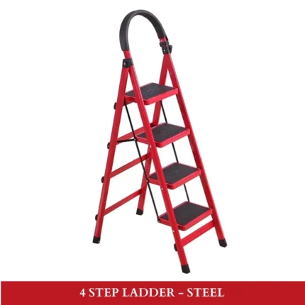 4 step ladder in UAE , 4 step ladder in UAE, foldable step ladder Dubai, non-slip step ladder UAE, household ladder with handle, steel ladder for home use, multipurpose step ladder, durable black step ladder, indoor safety ladder, DIY ladder UAE, rackstore.ae ladder