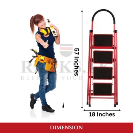 4 step ladder in UAE , 4 step ladder in UAE, foldable step ladder Dubai, non-slip step ladder UAE, household ladder with handle, steel ladder for home use, multipurpose step ladder, durable black step ladder, indoor safety ladder, DIY ladder UAE, rackstore.ae ladder